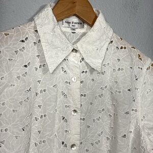 Anne Fontaine Paris Eyelet Button Up‎ Shirt